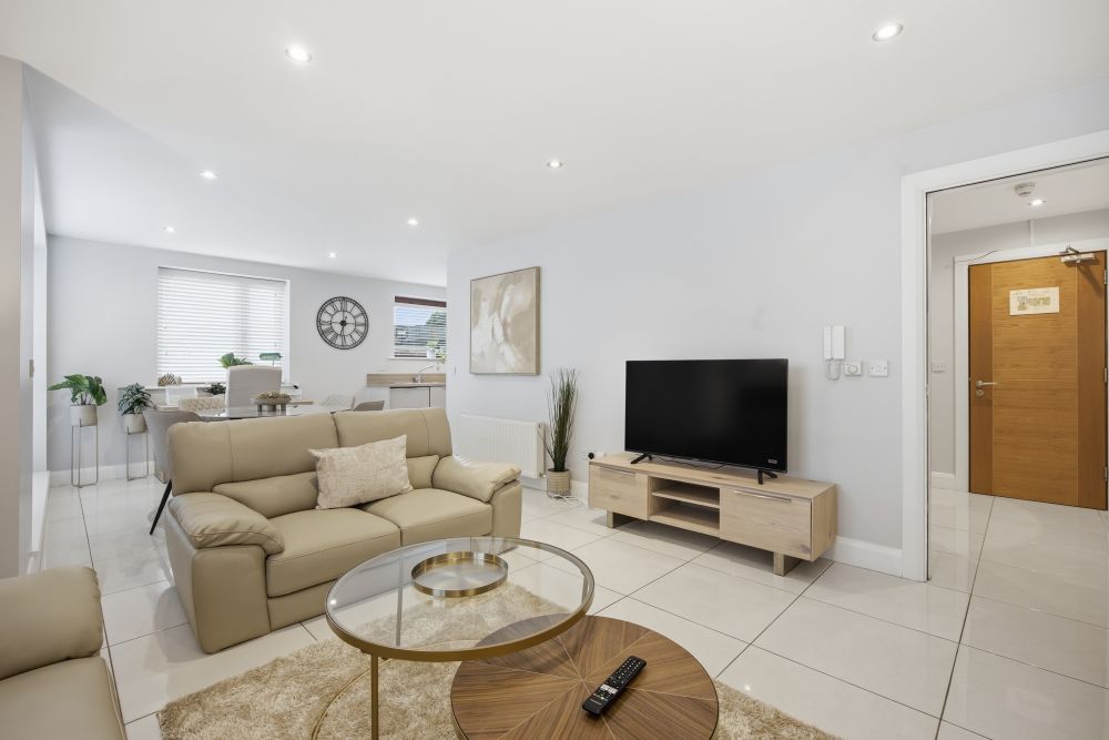 Living room, Luxury Two Bedroom Apartment In Ashbourne
