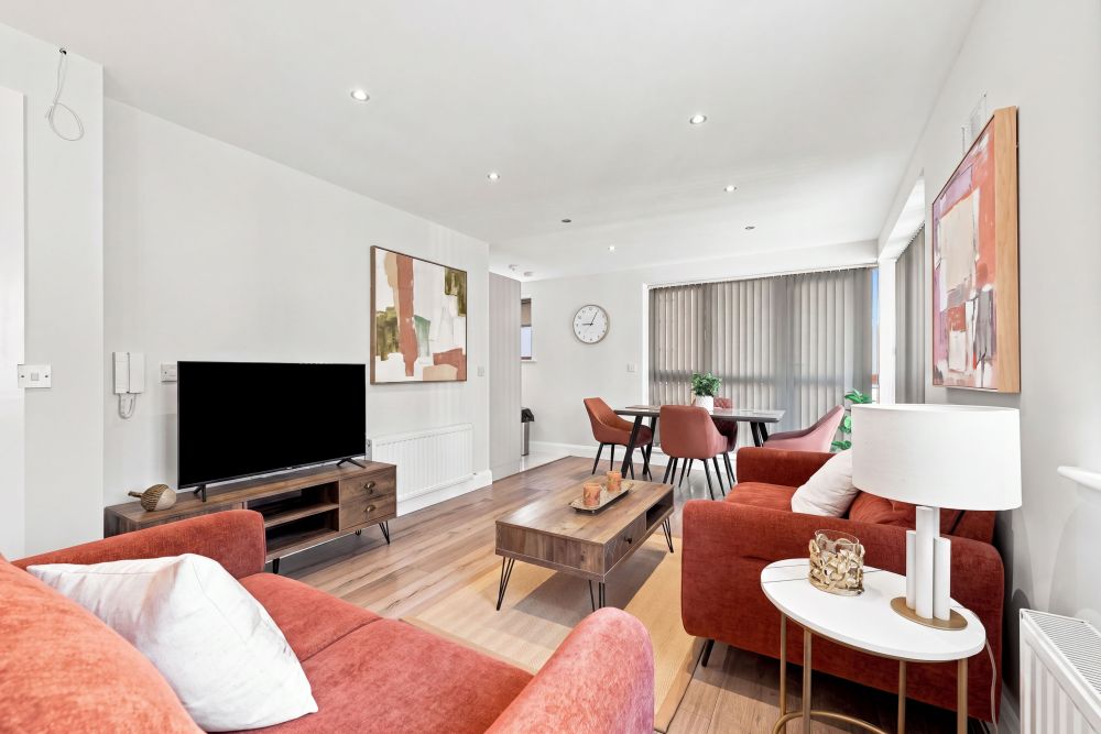 Living room, Newly Decorated 2 Bed Apartment In Ashbourne